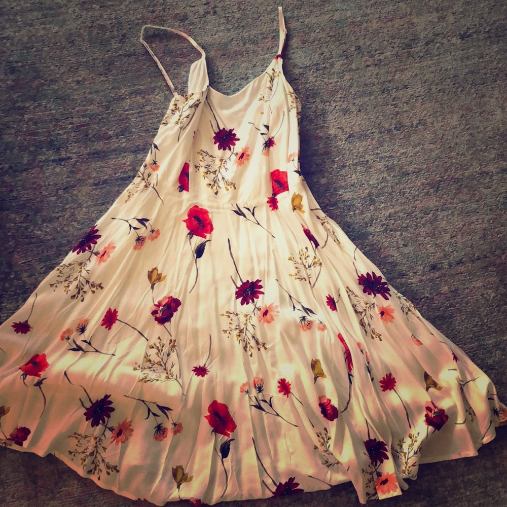 Floral aline strapping dress with side zip